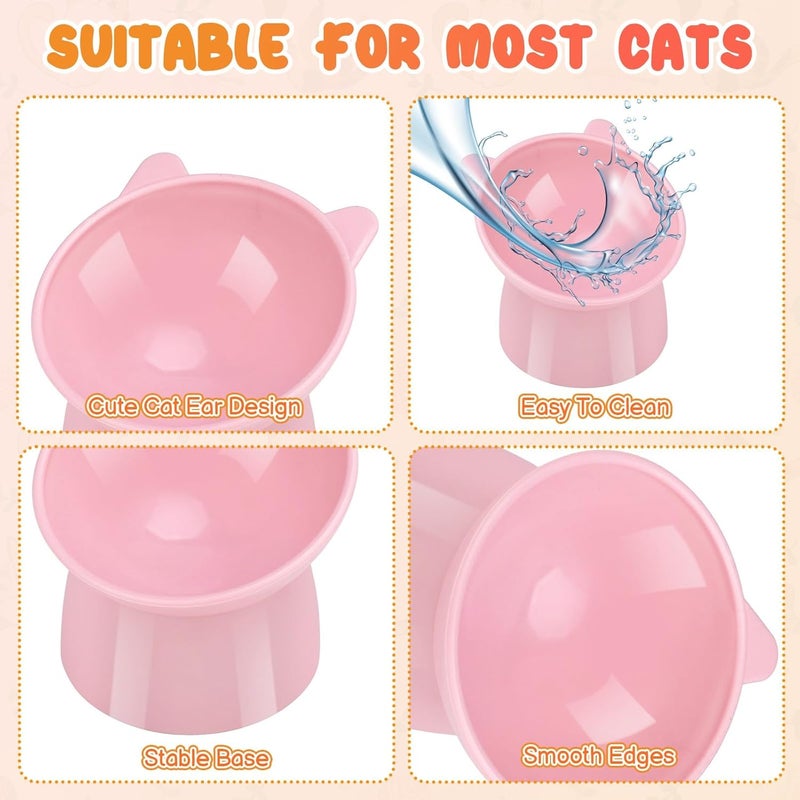 Hoemwarm 3 Pcs Elevated Cat Bowls 15° Raised Cat Bowl with Silicone Mat Whisker Friendly Anti Vomiting Cats Elevated Food and Water Bowls for Indoor Cats Kittens - Image 3